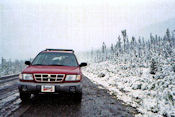 En nous rendant au point de départ de l'Eagle, chutes de neige sur 100 km !