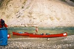 La rivière est très basse en cette année 2004 de sécheresse dans le Yukon.